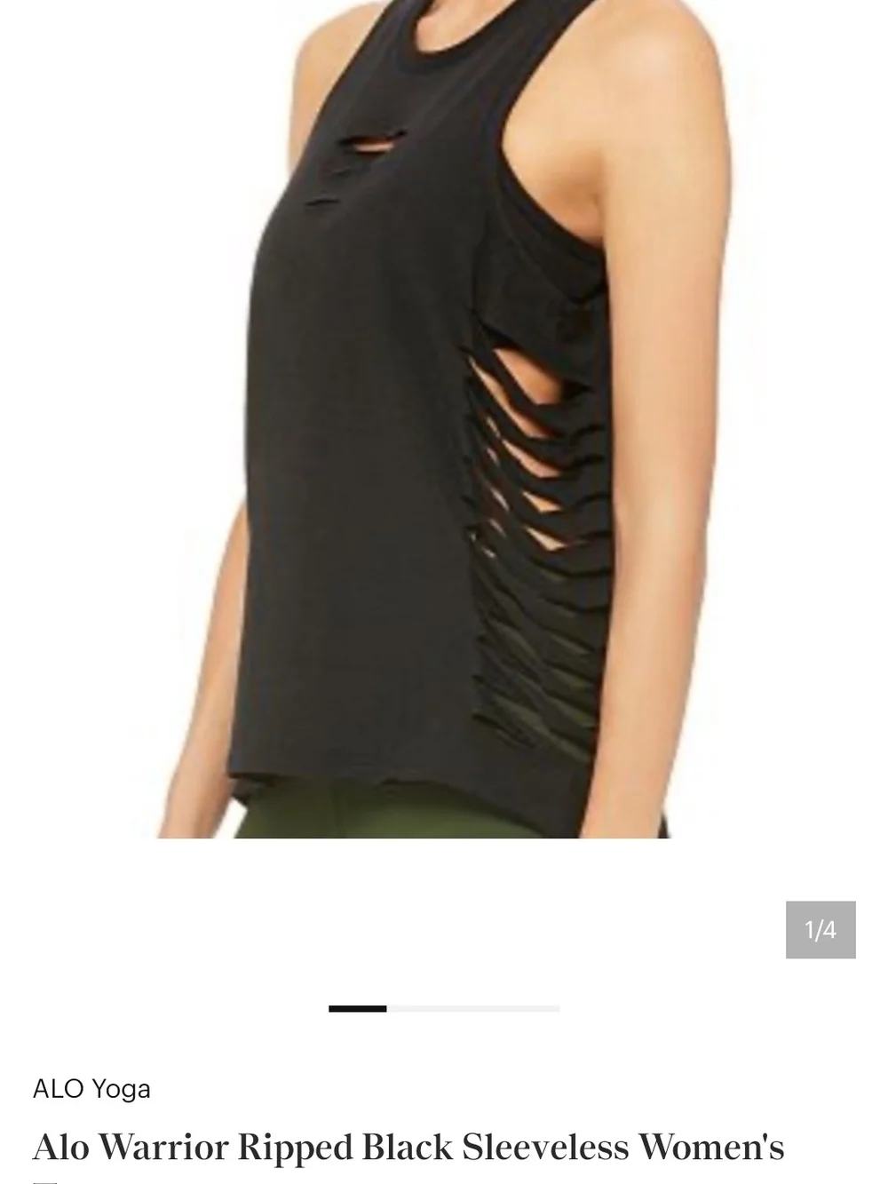 ALO Yoga Black Ripped Sleeveless Tank Top